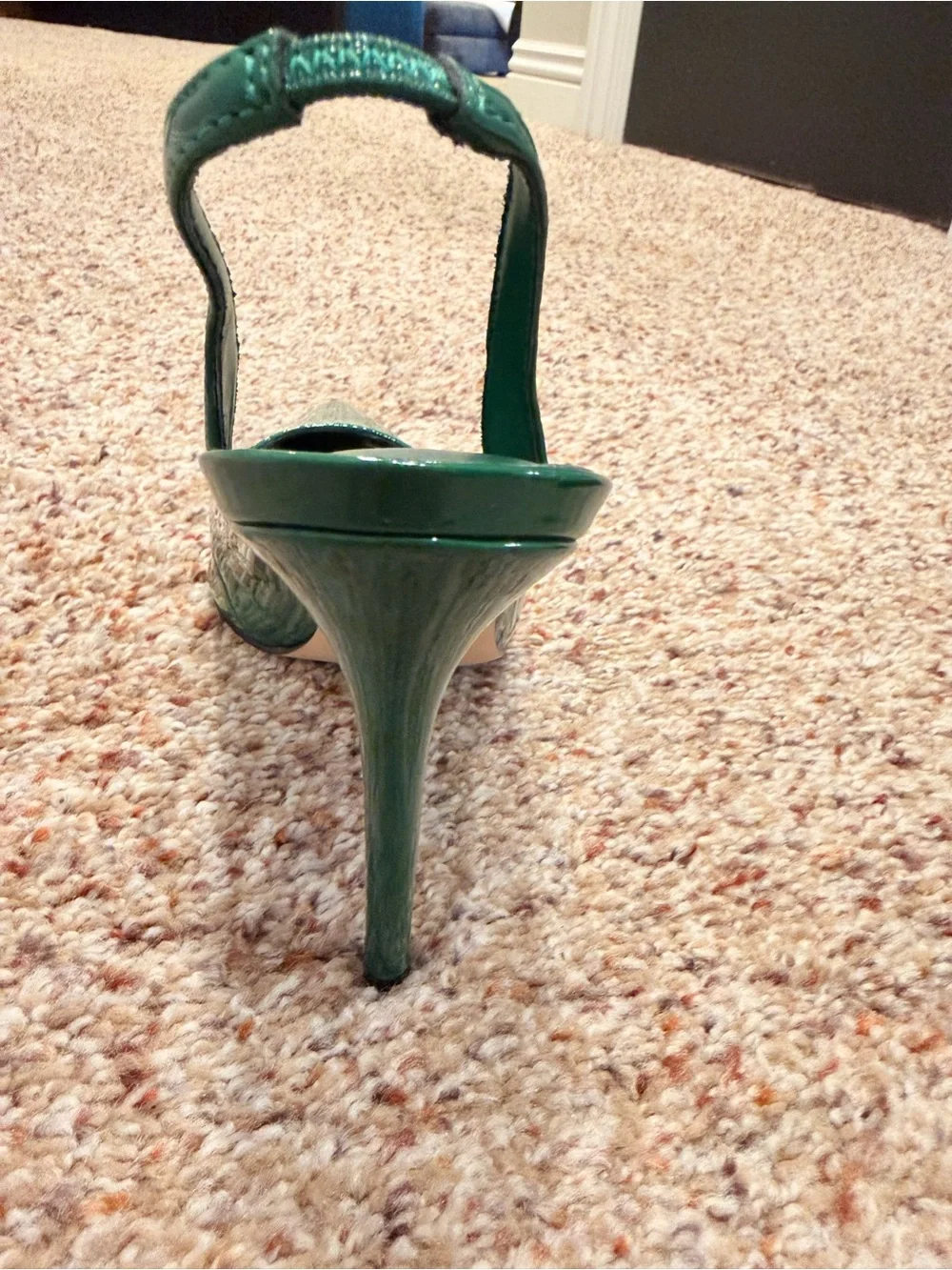 Marc Fisher Green Patent Slingback Pointed-Toe Stiletto Heels